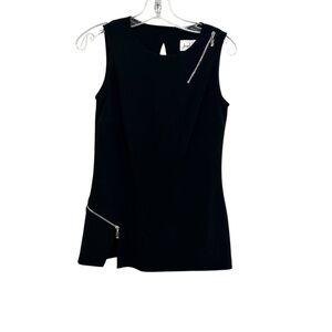 Joseph Ribkoff Black Tunic Top Tank Women's Size 4 Classic Zippers Sleeveless